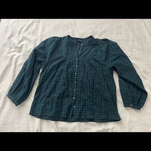 Madewell plaid 3/4 sleeve blouse